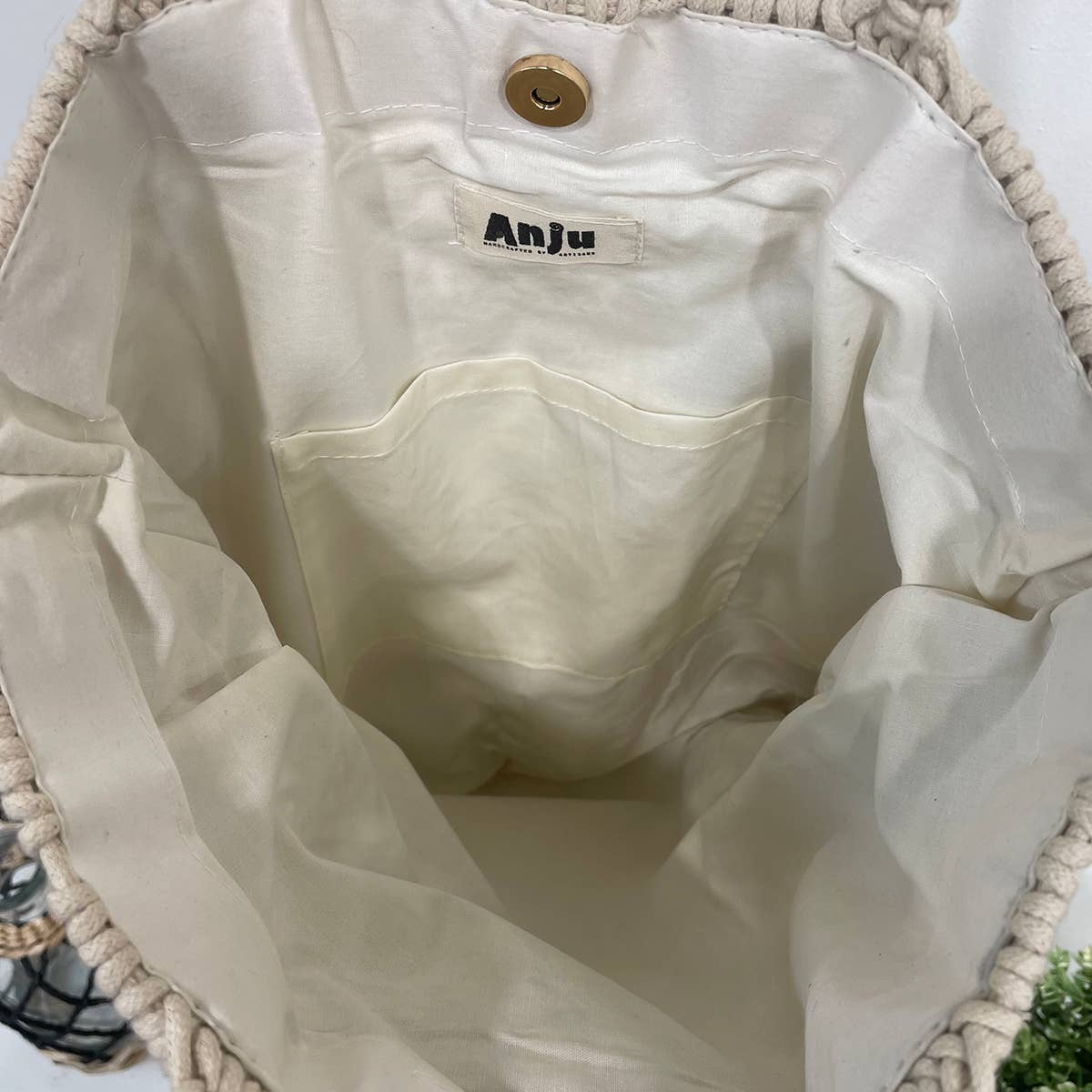 Coco Bag - Cotton Macrame shoulder bag with cotton lining