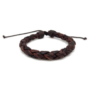 Aadi Leather Round Wrapped Braid Pull Tie Men's Bracelet