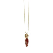 Akriti Gold and Large Faceted Strawberry Quartz Necklace
