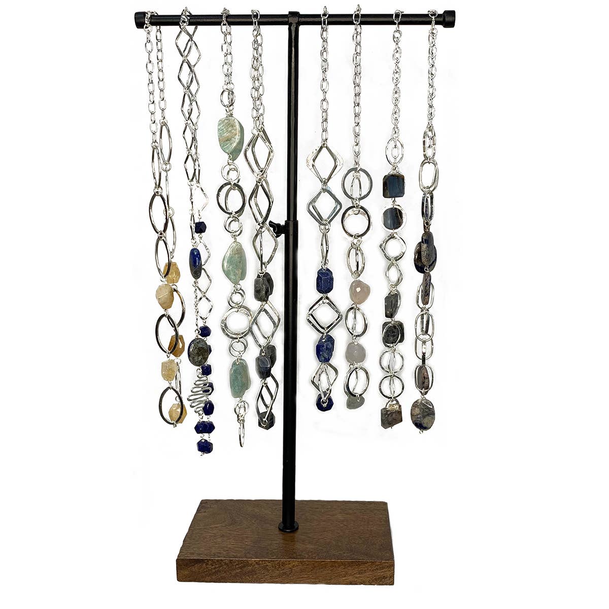 Silver Plated Semi-Precious Stone Long Necklaces, no Display