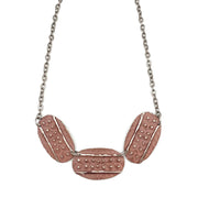 Silver Patina Necklace - Three Dusty Rose Ovals