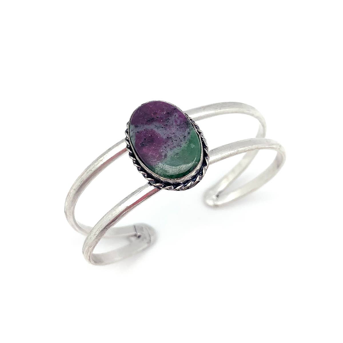 Kashi Semiprecious Stone Cuff Bracelet - Ruby Zoisite