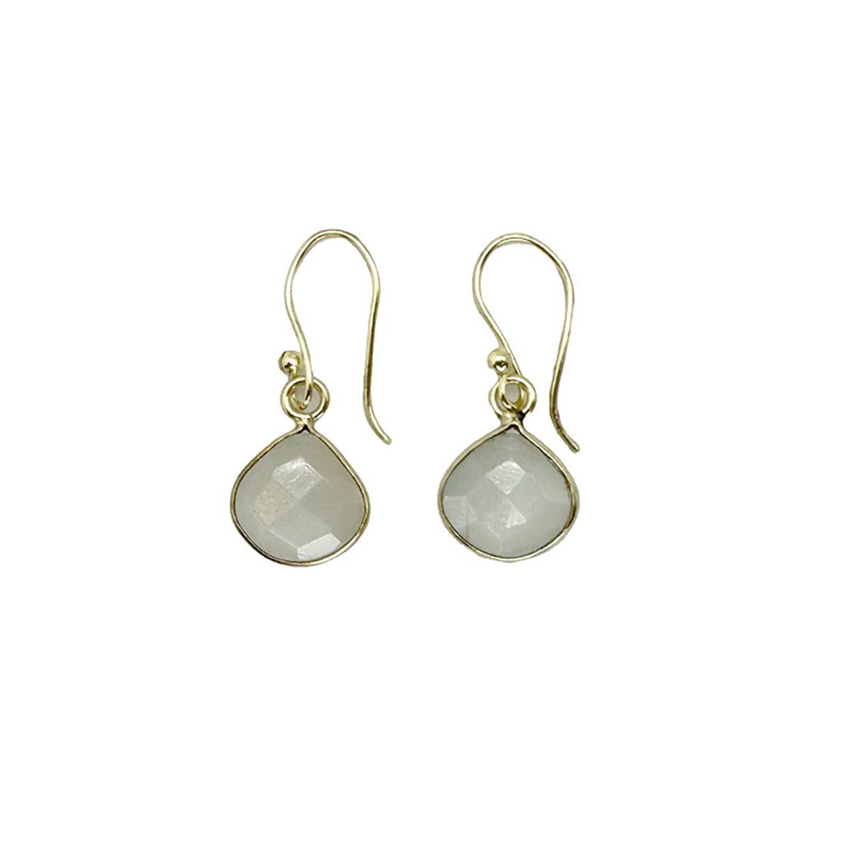 Gold Plated Earrings with Semi-Precious Stone - Moonstone