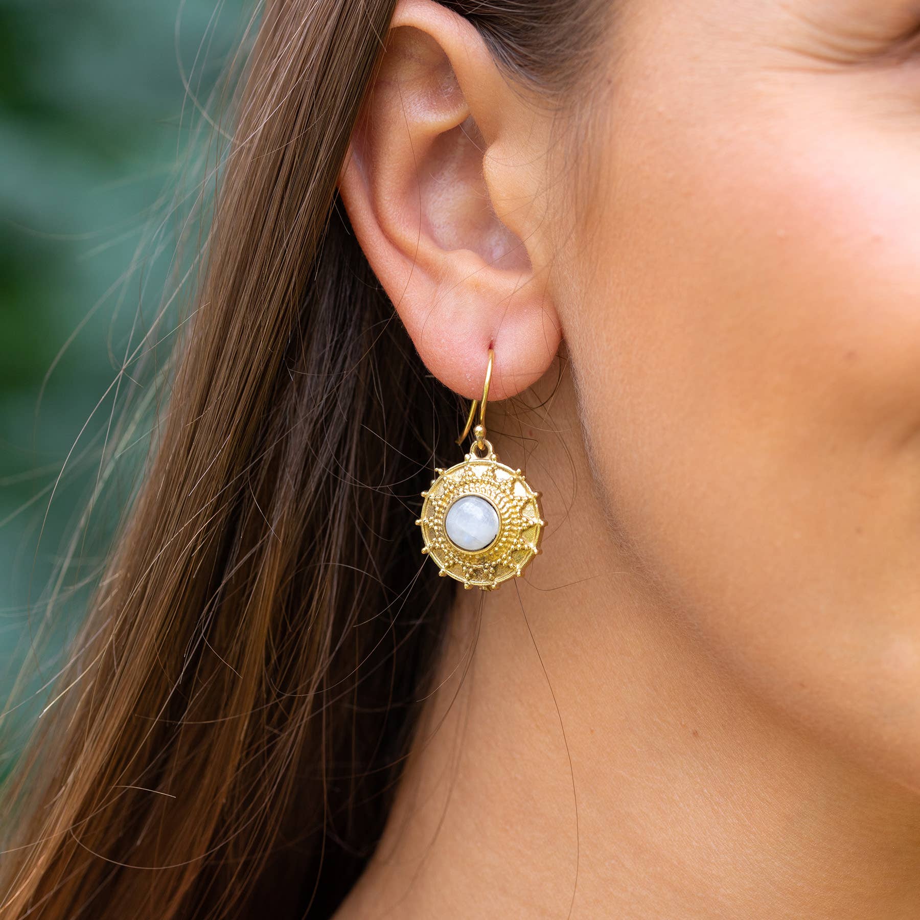 Tanvi Gold-Plated and Moonstone Earrings - Ornate Circle