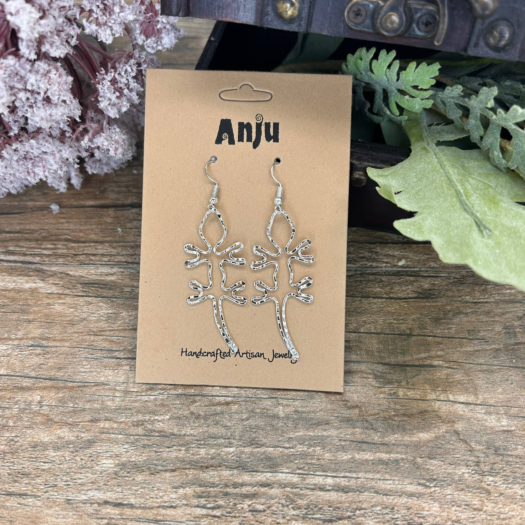 Silver Plated Earrings - Gecko