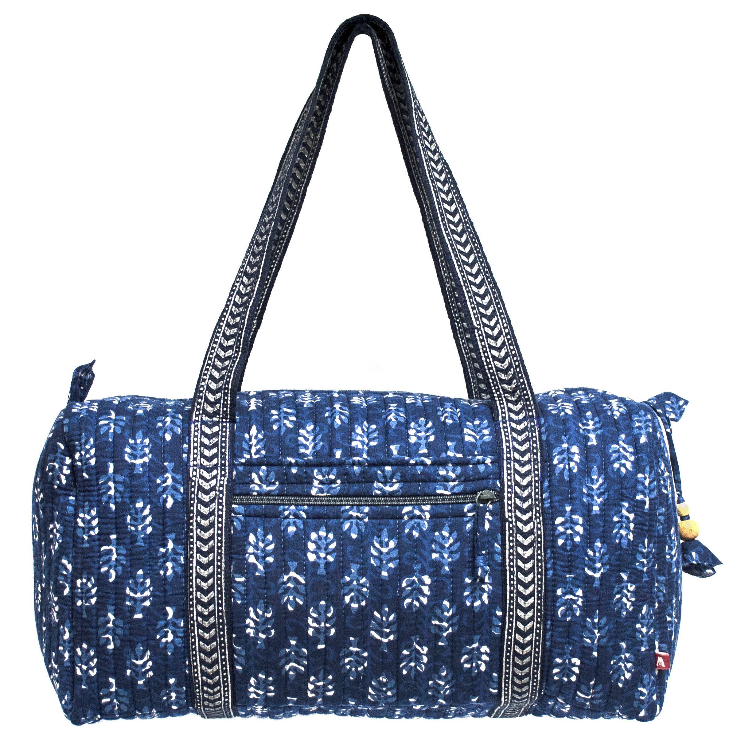Indigo Palms Large Duffle Bag - Block Printed Organic Cotton