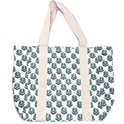 Handcrafted Canvas Bag with Block-Printed Teal Marigold