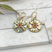 Handcrafted Mixed Metal Teardrop Cross Earrings