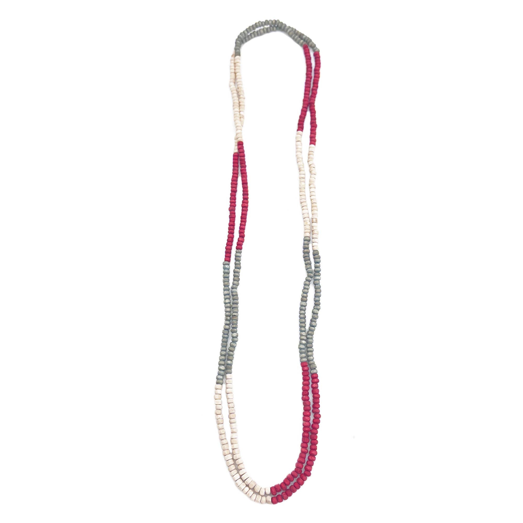 Prismatic Hues Necklace - Gray, Crimson, White