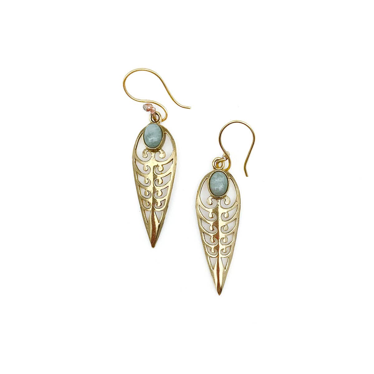 Tanvi Gold-Plated and Amazonite Earrings - Reverse Teardrop