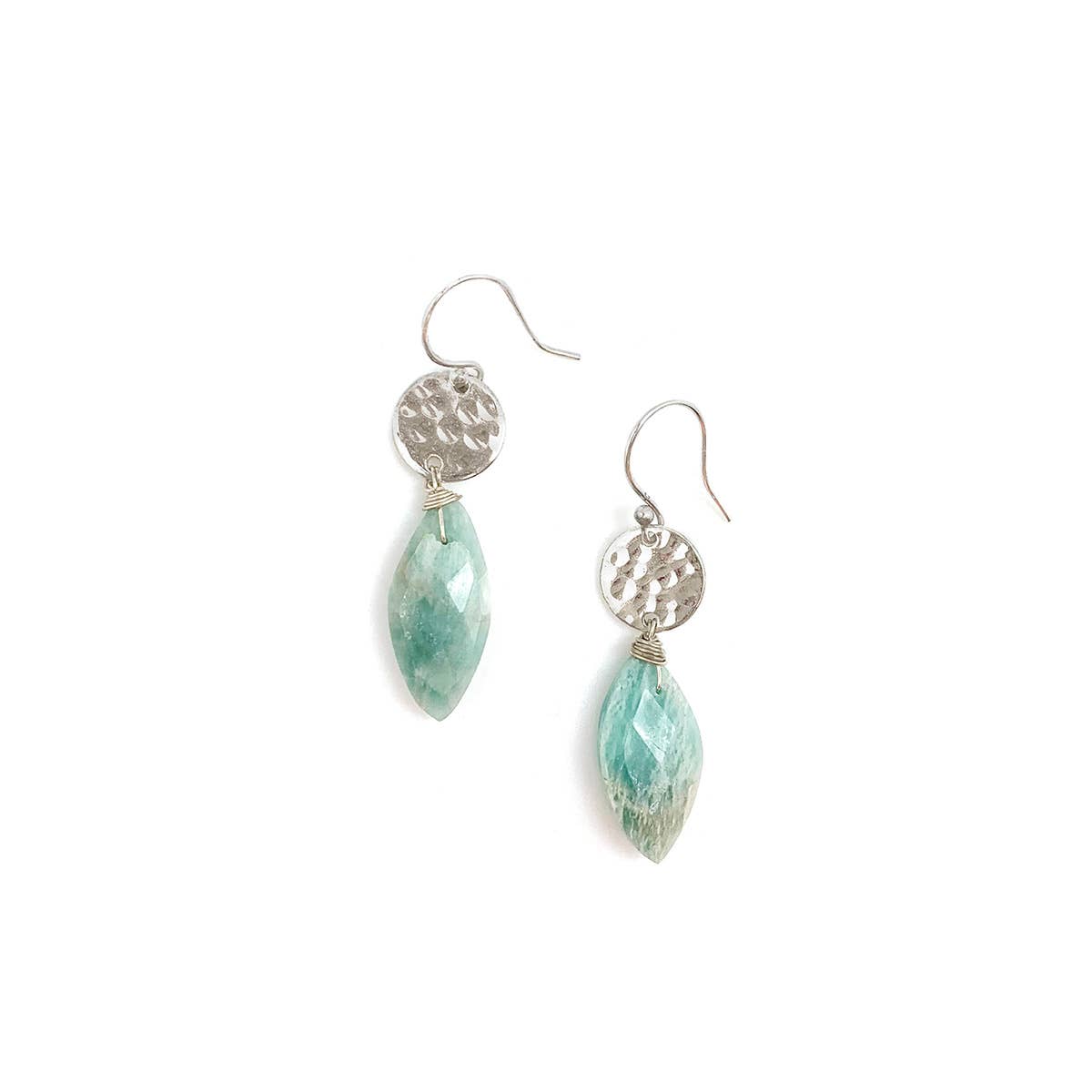 Akriti Silver and Large Faceted Amazonite Earrings