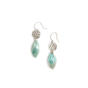 Akriti Silver and Large Faceted Amazonite Earrings
