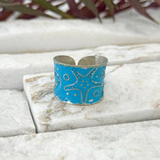 Handcrafted Blue Sea Life Patina Ring
