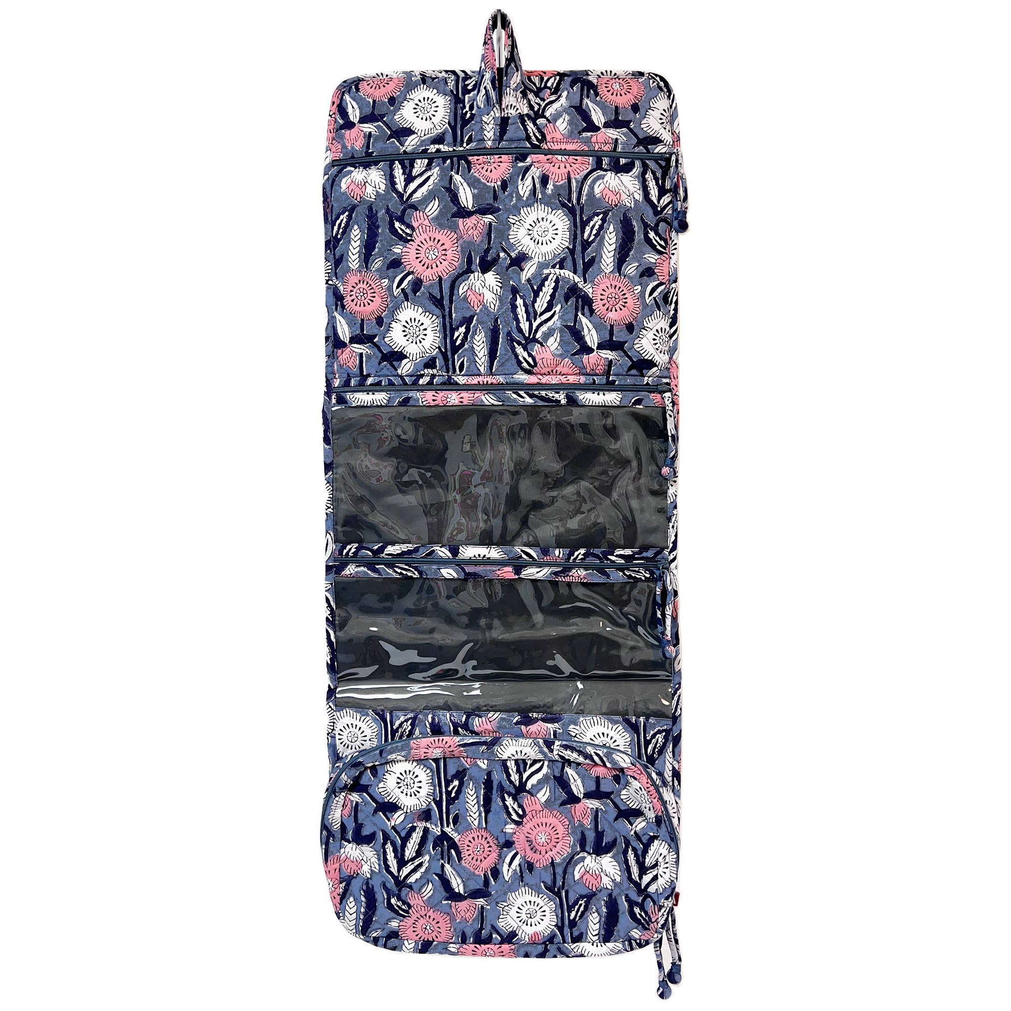 Midnight Blossoms Folding Travel Kit - Block Printed Cotton