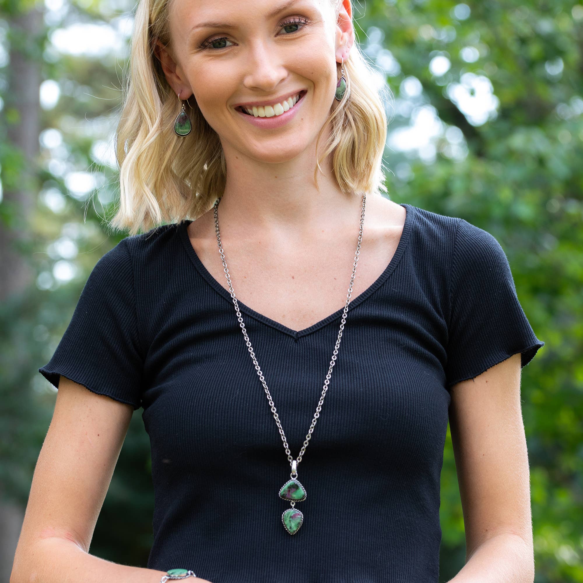 Handcrafted Semiprecious Stone Necklace - Ruby Zoisite