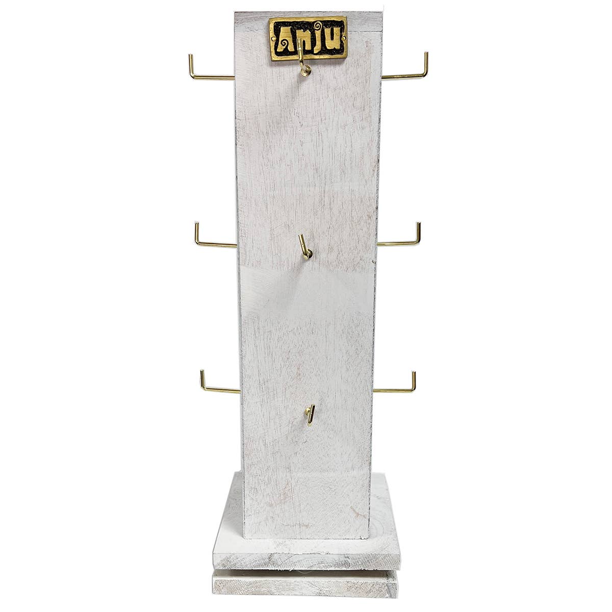 White Wood 4 Sided Spinner Display - Tall, 3 Hooks Each Side
