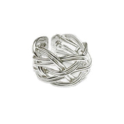 Silver Plated Adjustable Ring - Wide Braid