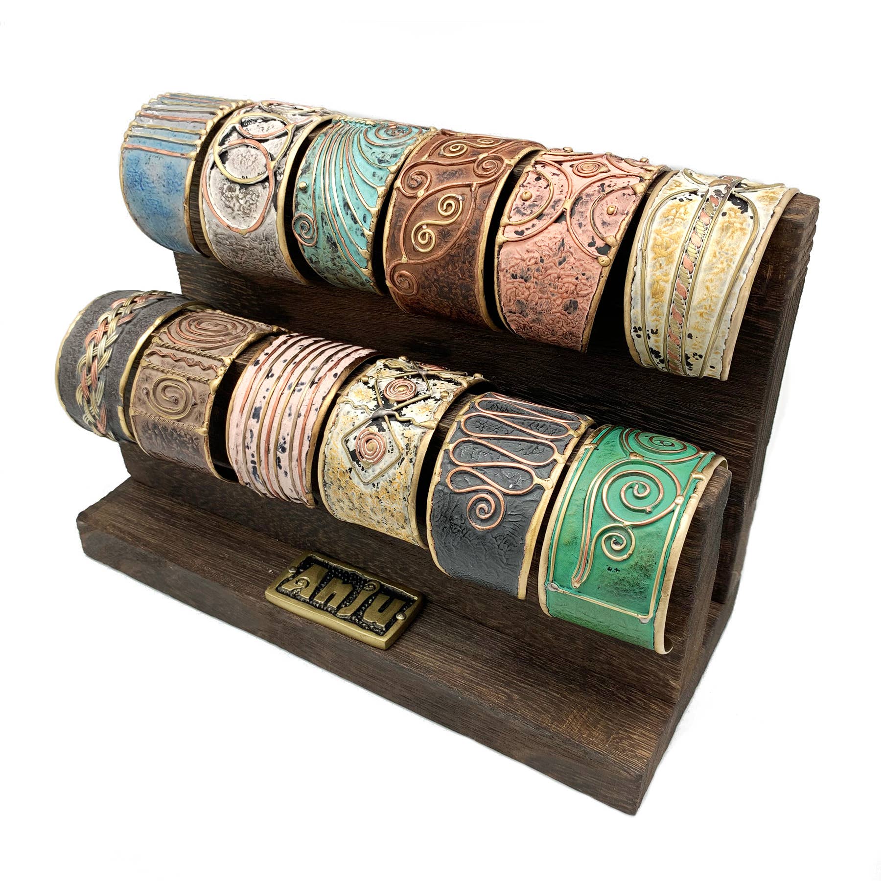 2-Tier Wooden Display for Cuff Bracelets