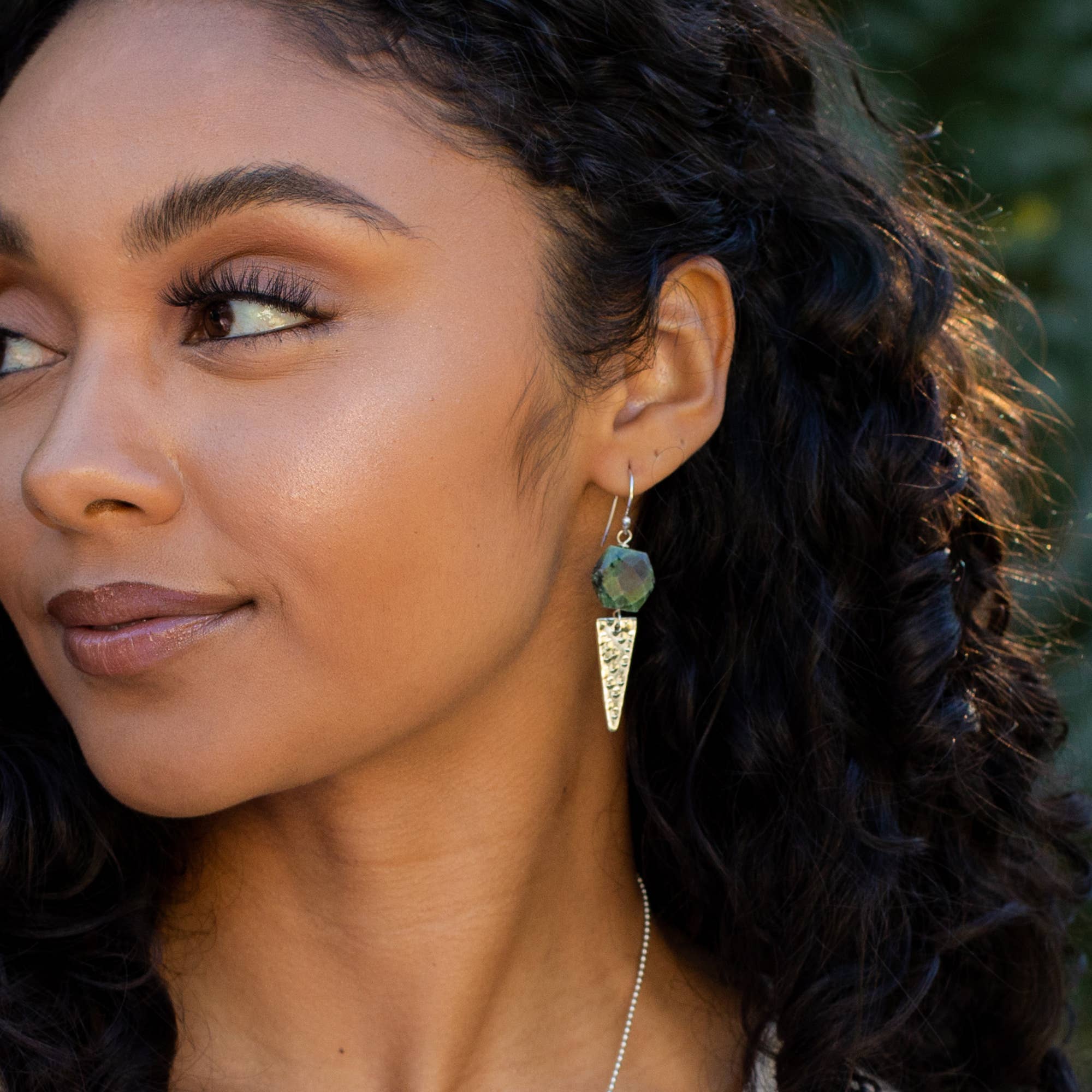 Akriti Silver and Medium Faceted Ruby Ziosite Earrings