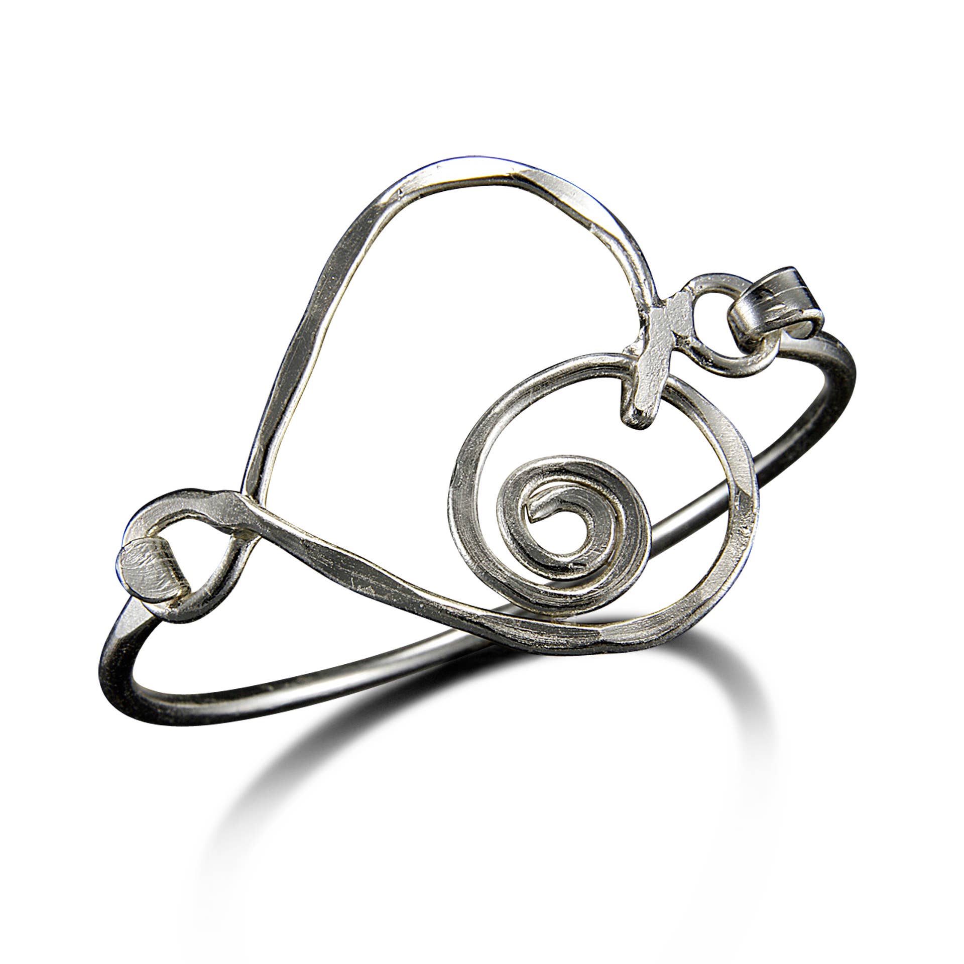 Silver Plated Bangle - Heart