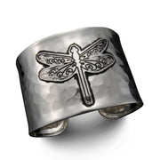 Silver Plated Adjustable Cuff Bracelet - Dragonfly