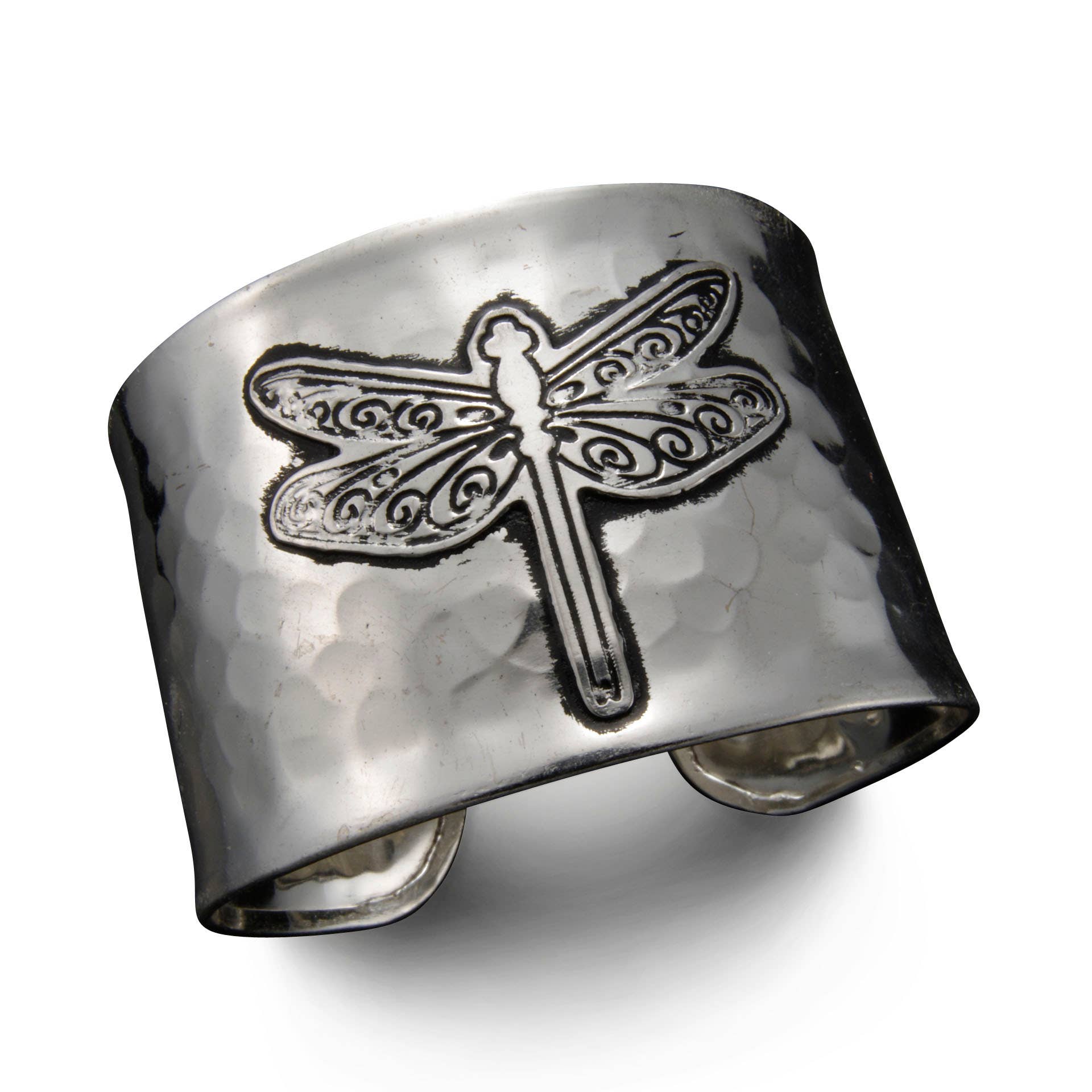 Silver Plated Adjustable Cuff Bracelet - Dragonfly