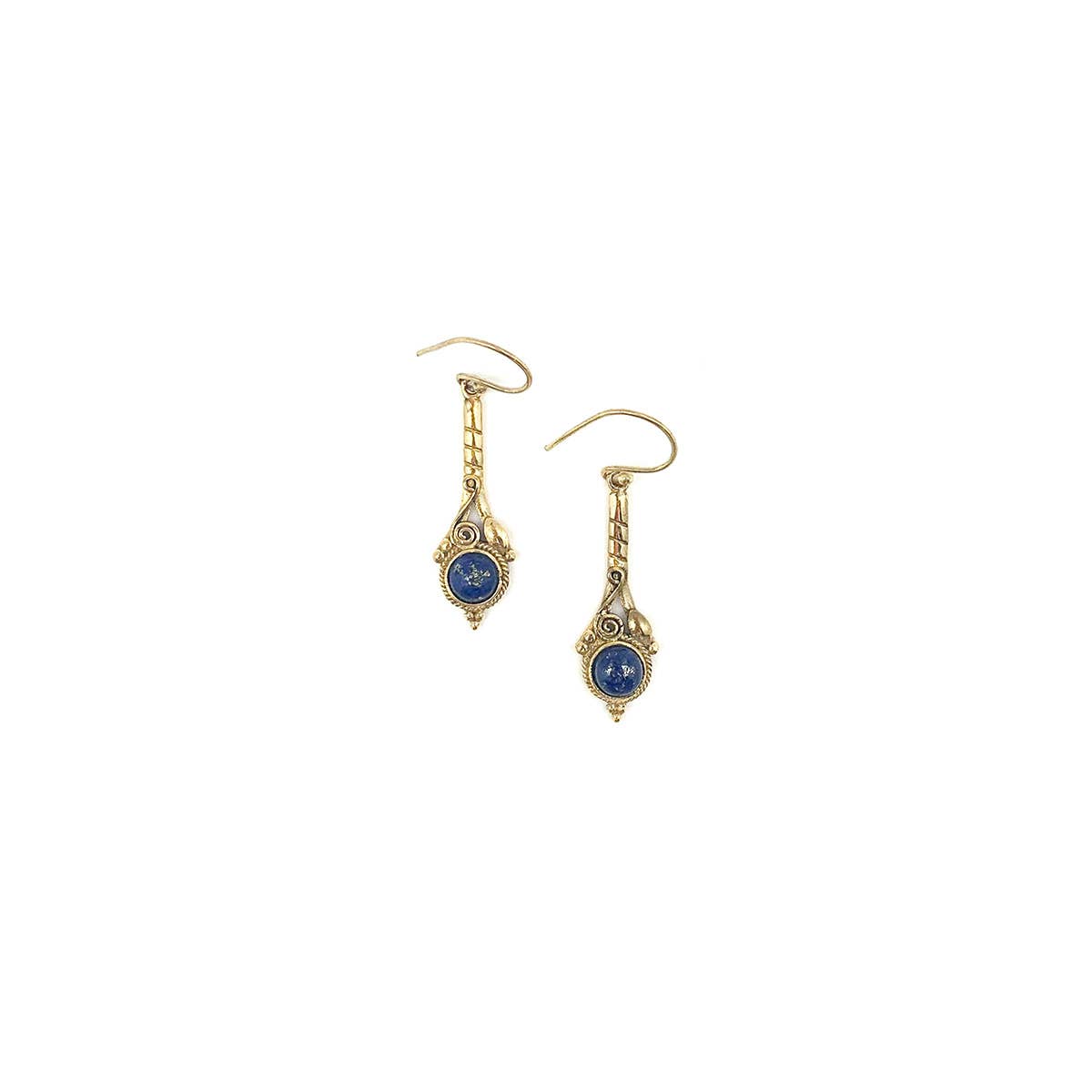 Tanvi Gold Textured Drop with Lapis Earrings