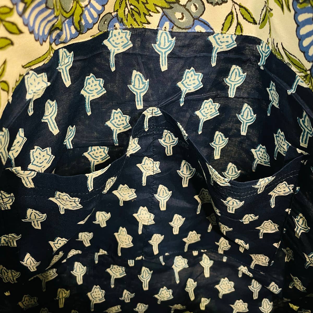 Handcrafted Canvas Bag with Block-Printed Forget me not