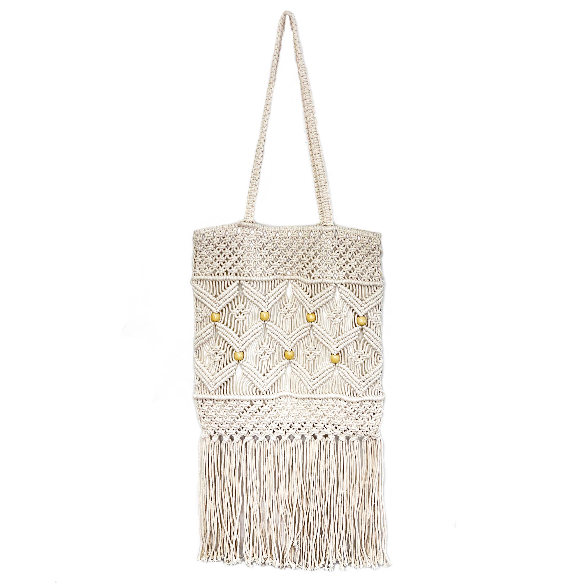 Coco Bag - Cotton Macrame shoulder bag with cotton lining