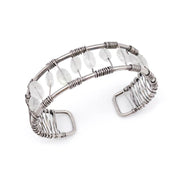 Wire-Wrapped Stone Cuff - Antique Silver with Moonstone