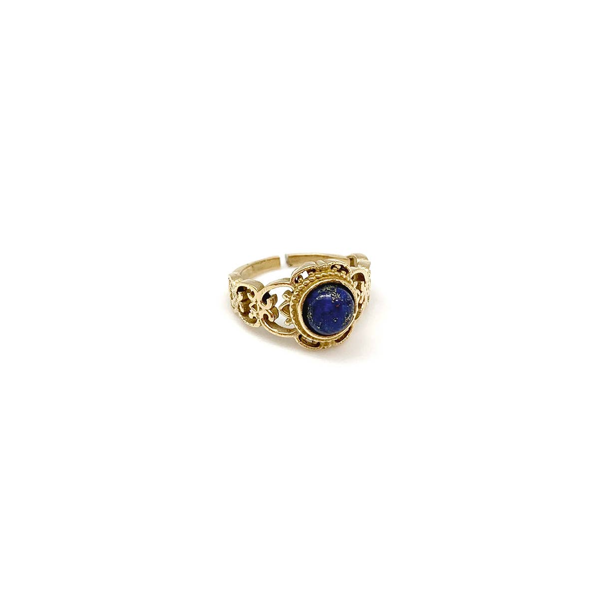 Tanvi Collection Ring - Gold Clover with Lapis