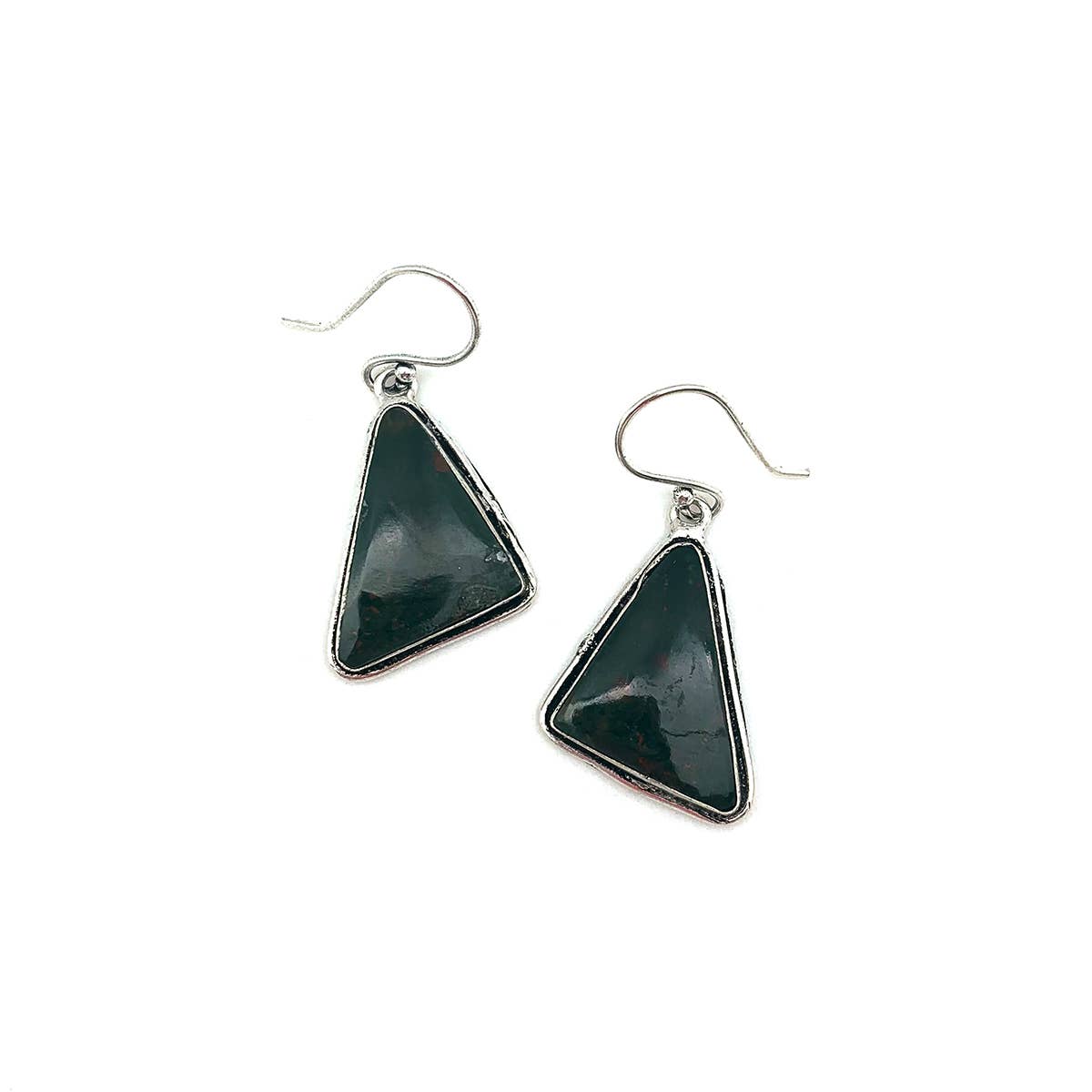 Handcrafted Kashi Semiprecious Stone Earrings - Blood Stone