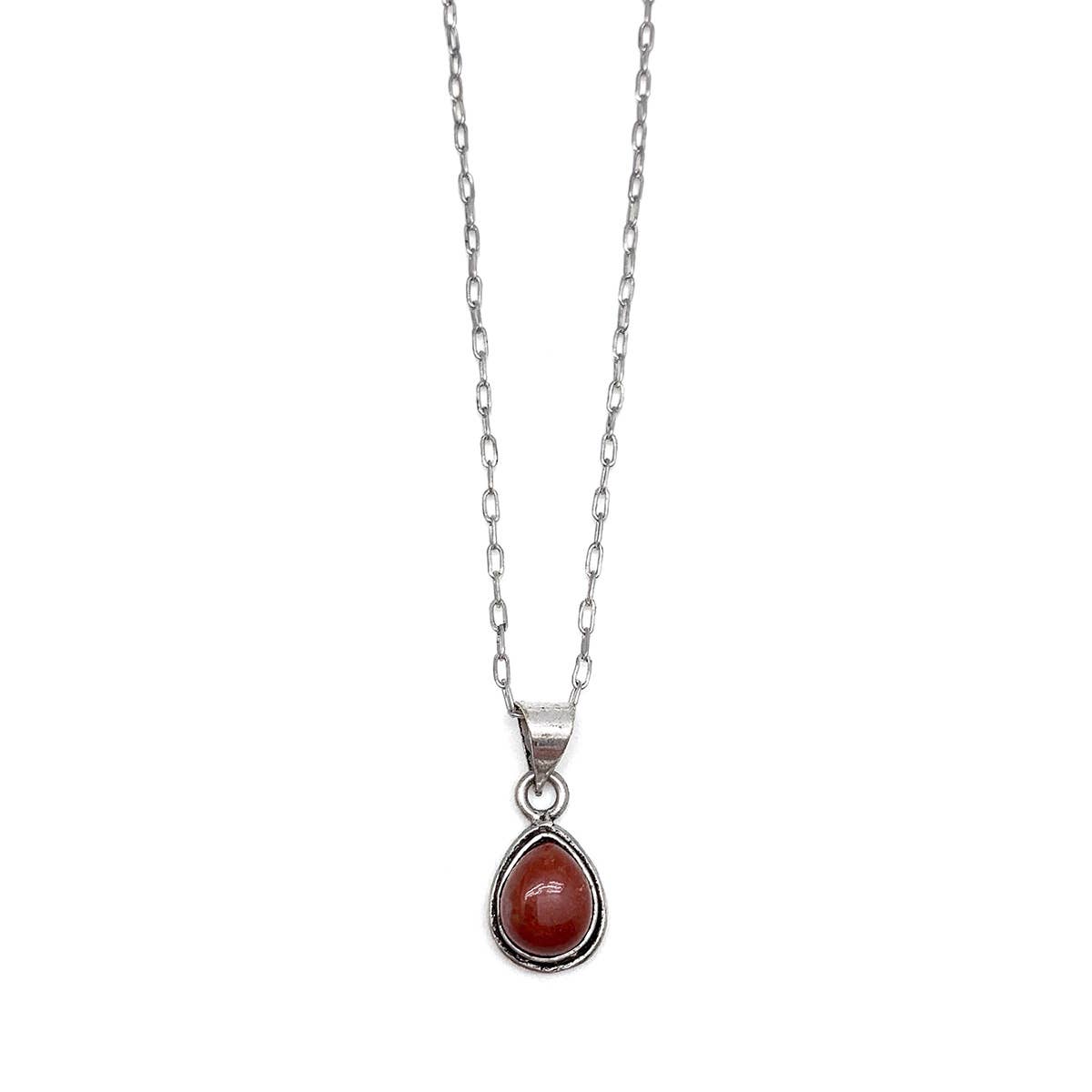 Handcrafted Semiprecious Small Stone Necklace - Red Jasper