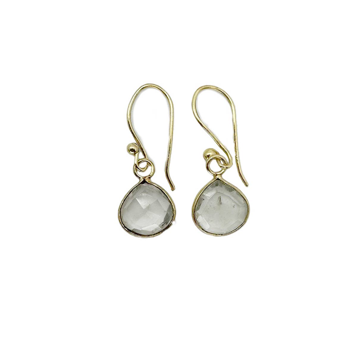 Gold Plated Earrings with Semi-Precious Stone - Quartz