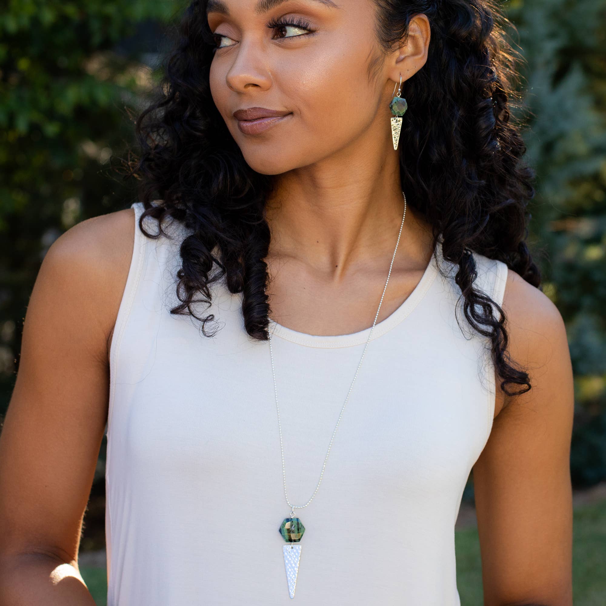 Akriti Silver and Medium Faceted Ruby Ziosite Necklace