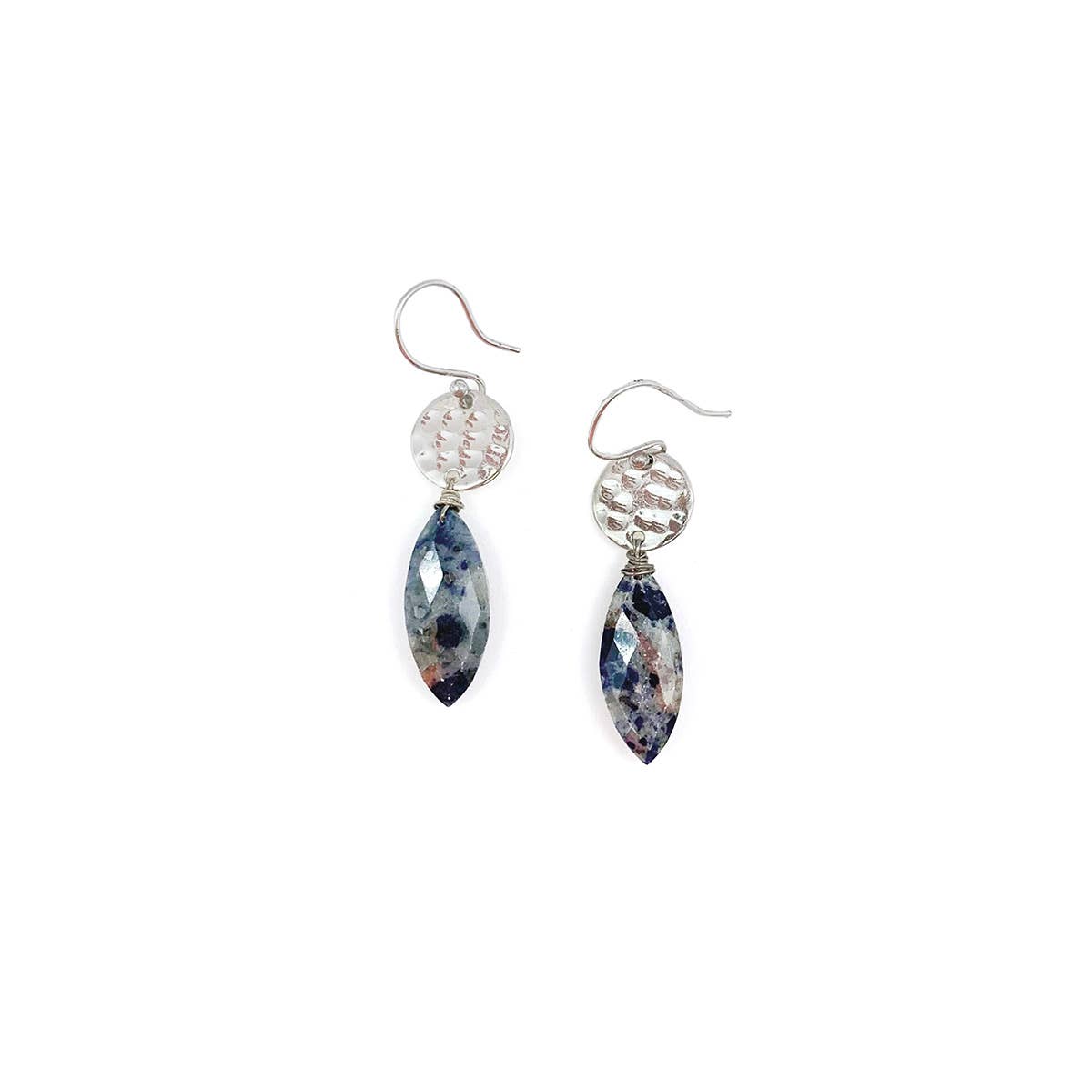 Akriti Silver and Large Faceted Sodalite Earrings