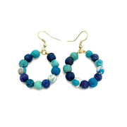 Aasha Aqua Small Hoop Kantha Handcrafted Earrings