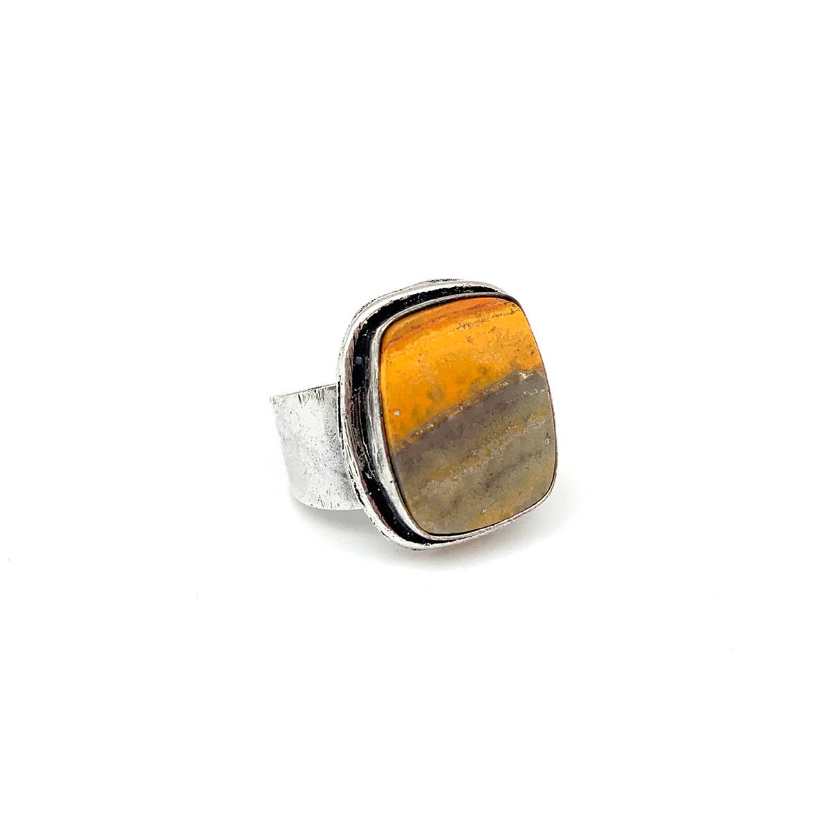 Handcrafted Kashi Semiprecious Stone Ring - Bumblebee Jasper