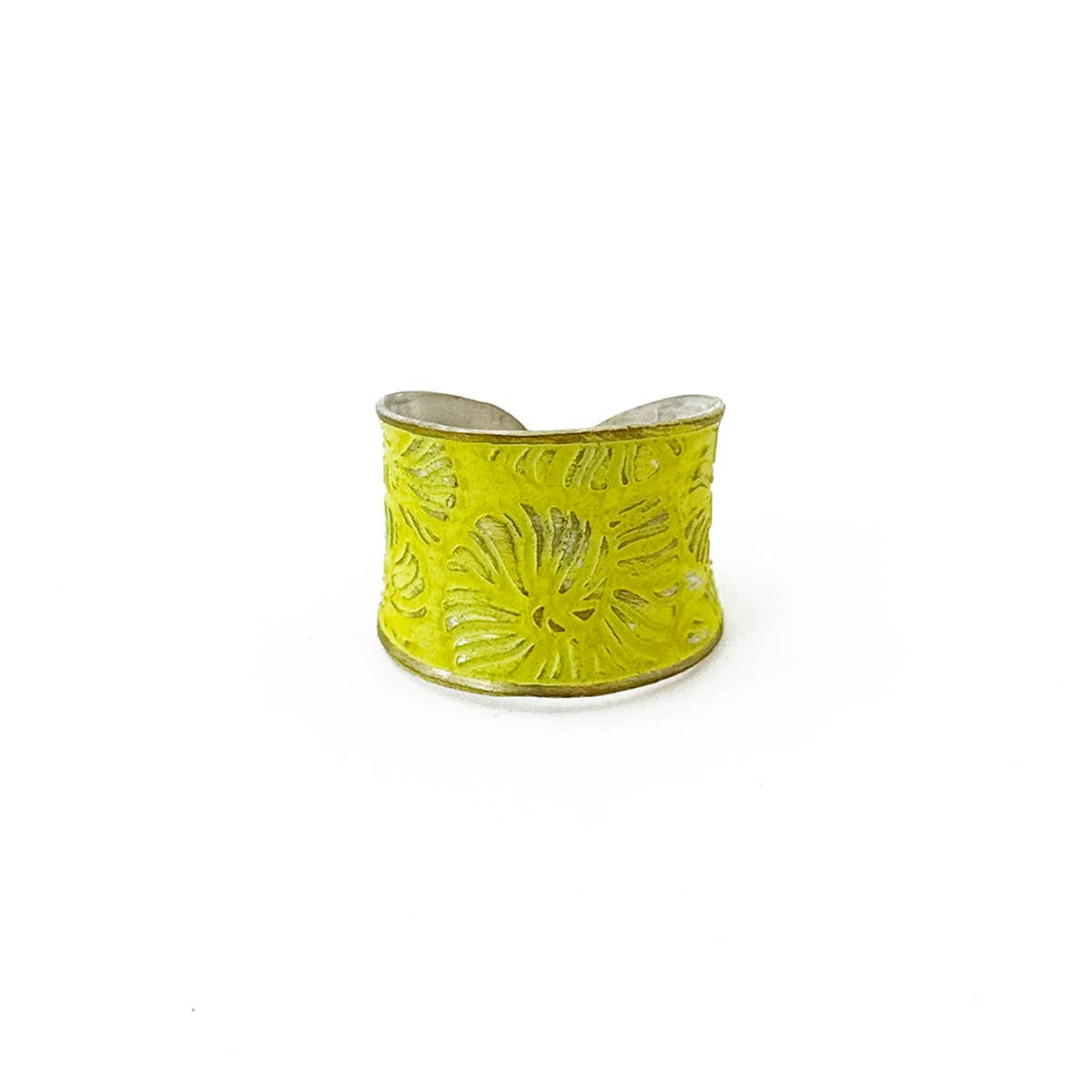 Handcrafted Yellow Floral Patina Ring