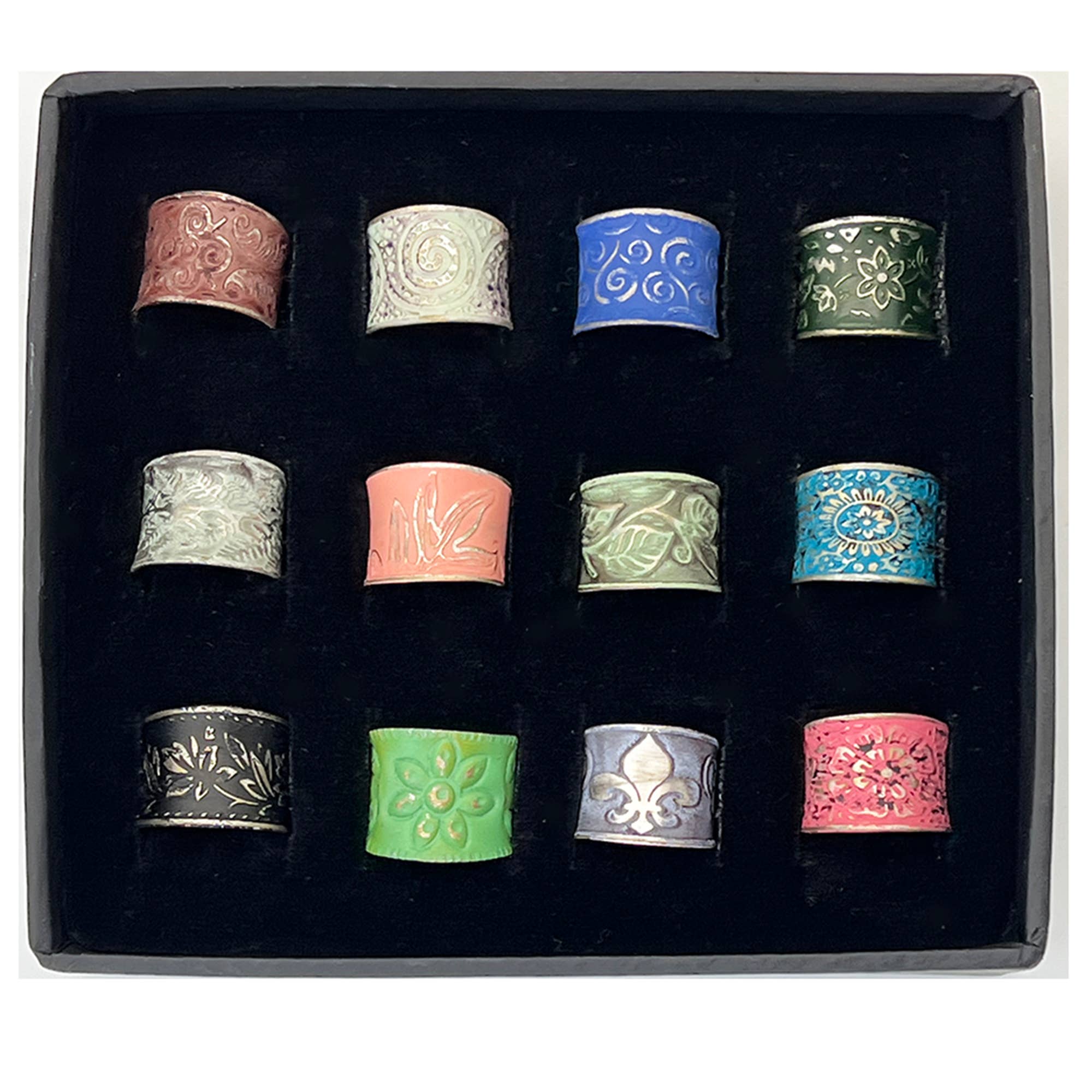 Silver Patina Rings in Display Box