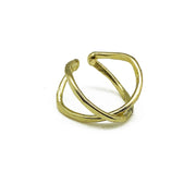 Gold Plated Adjustable Ring - Center X Shape