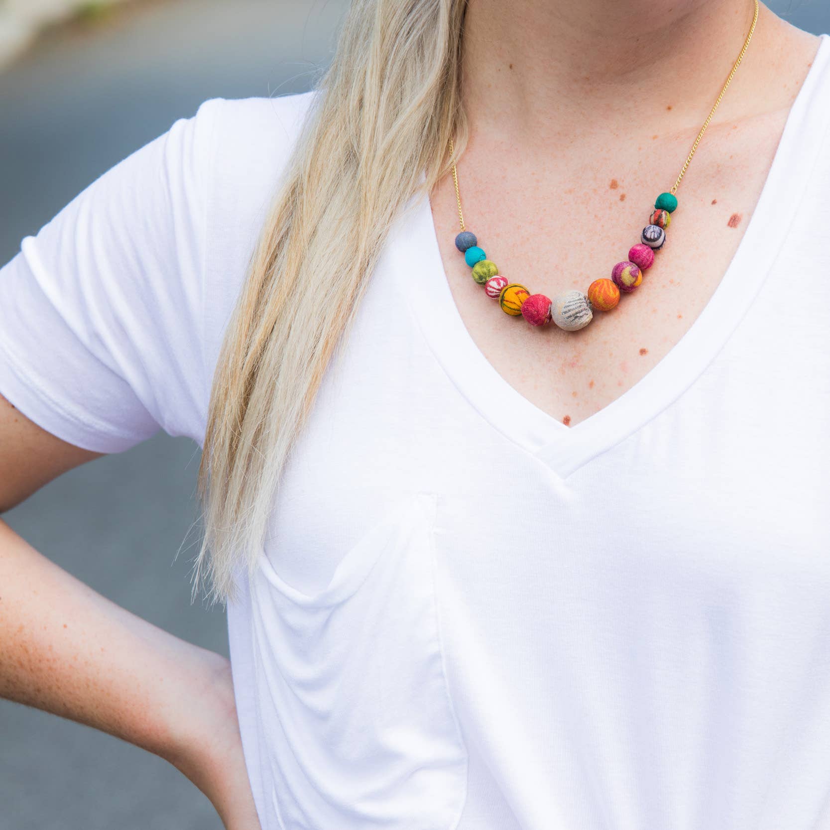 Aasha Beaded Kantha handcrafted Small Necklace