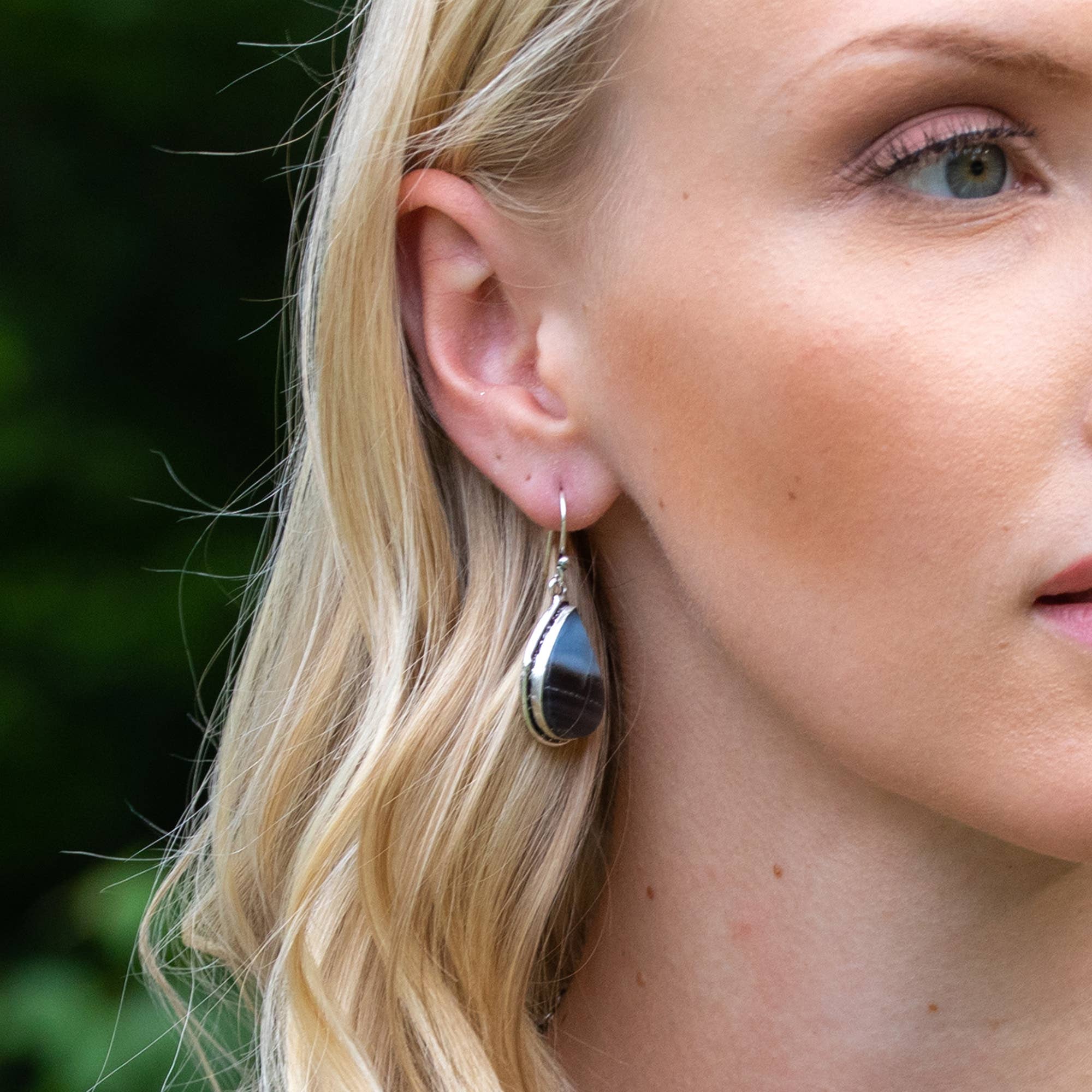 Handcrafted Kashi Semiprecious Stone Earrings - Blue Opal