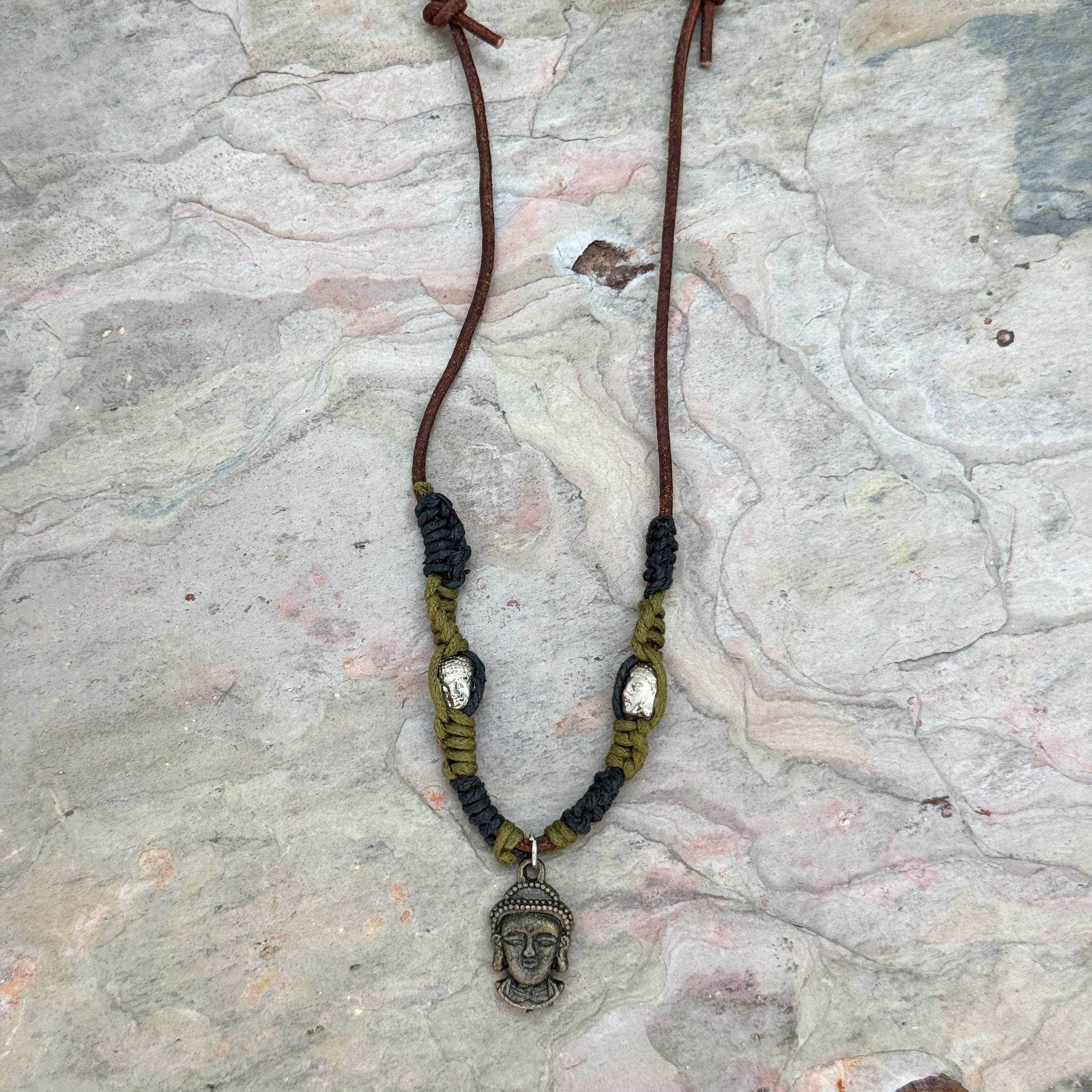 Aadi Zen Buddha Heads Necklace