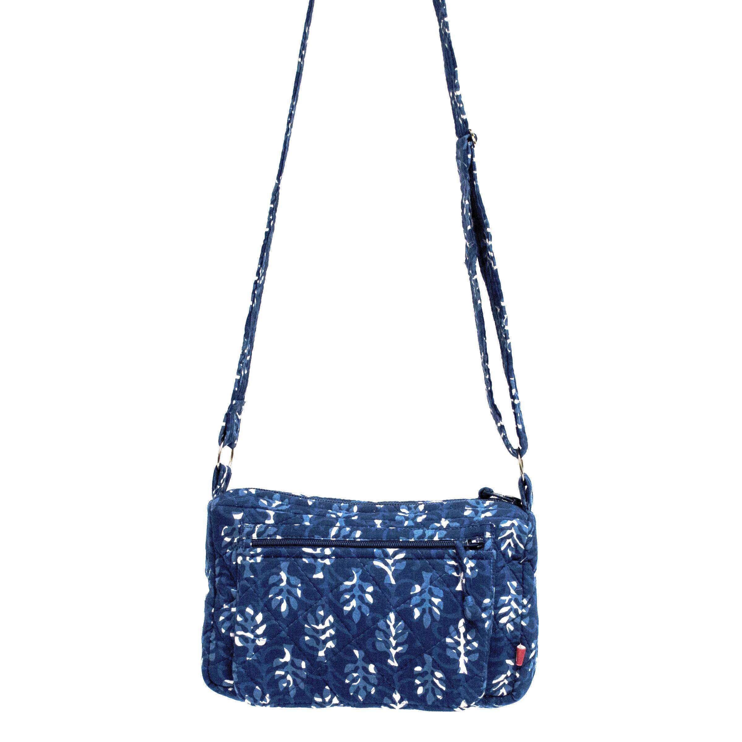 Indigo Palms Medium Messenger Bag - Block Printed Cotton