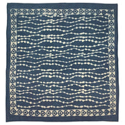 Block Printed Bandana - Navy Circle Stripes Teardrop Border