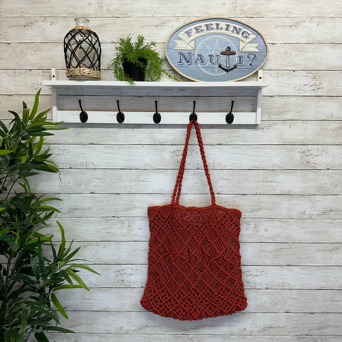 Shelby Bag - Woven Rust Macrame Bag