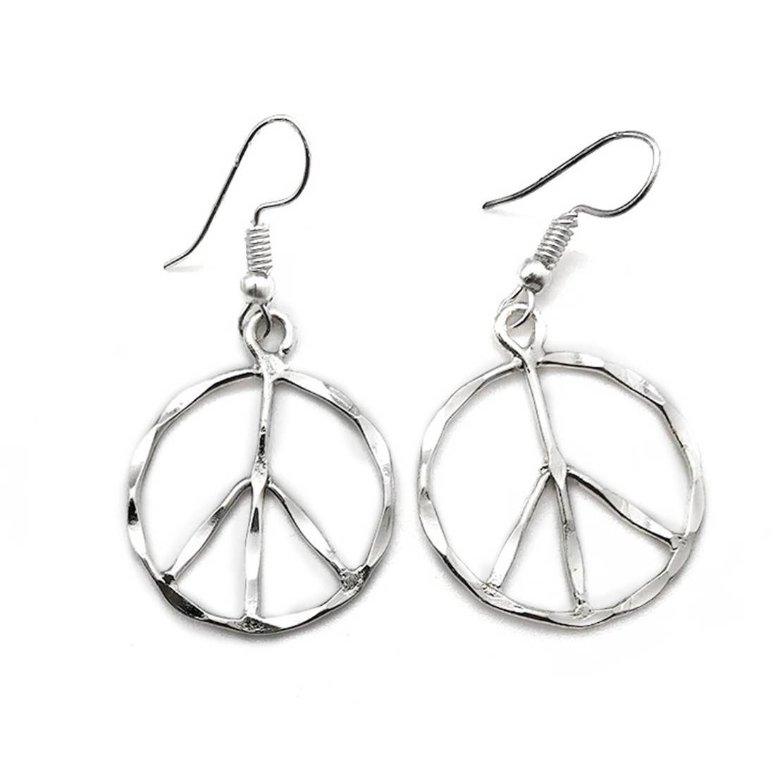 Silver Plated Earrings - Smaller Size Peace Sign