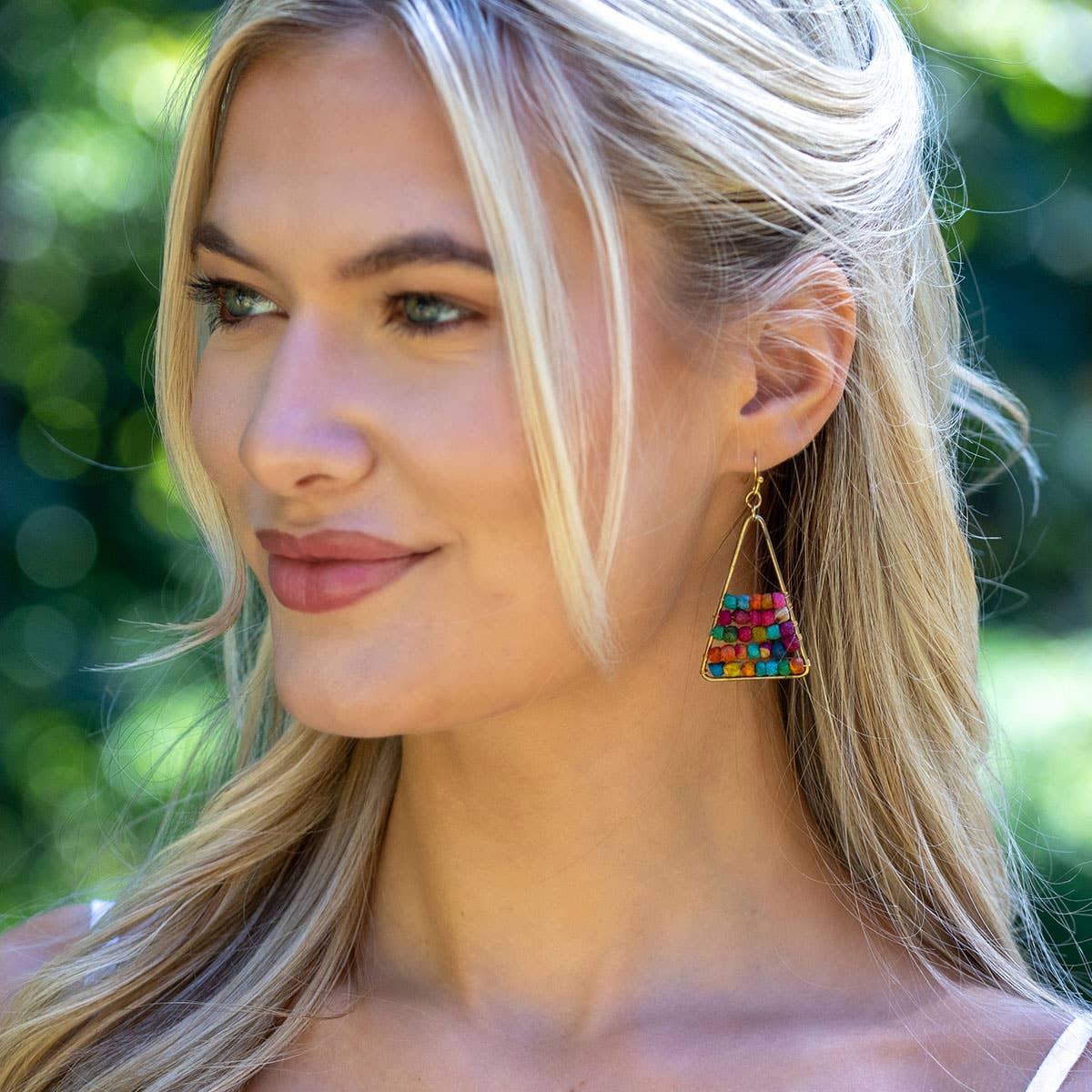 Aasha Small Beaded Triangle Earrings
