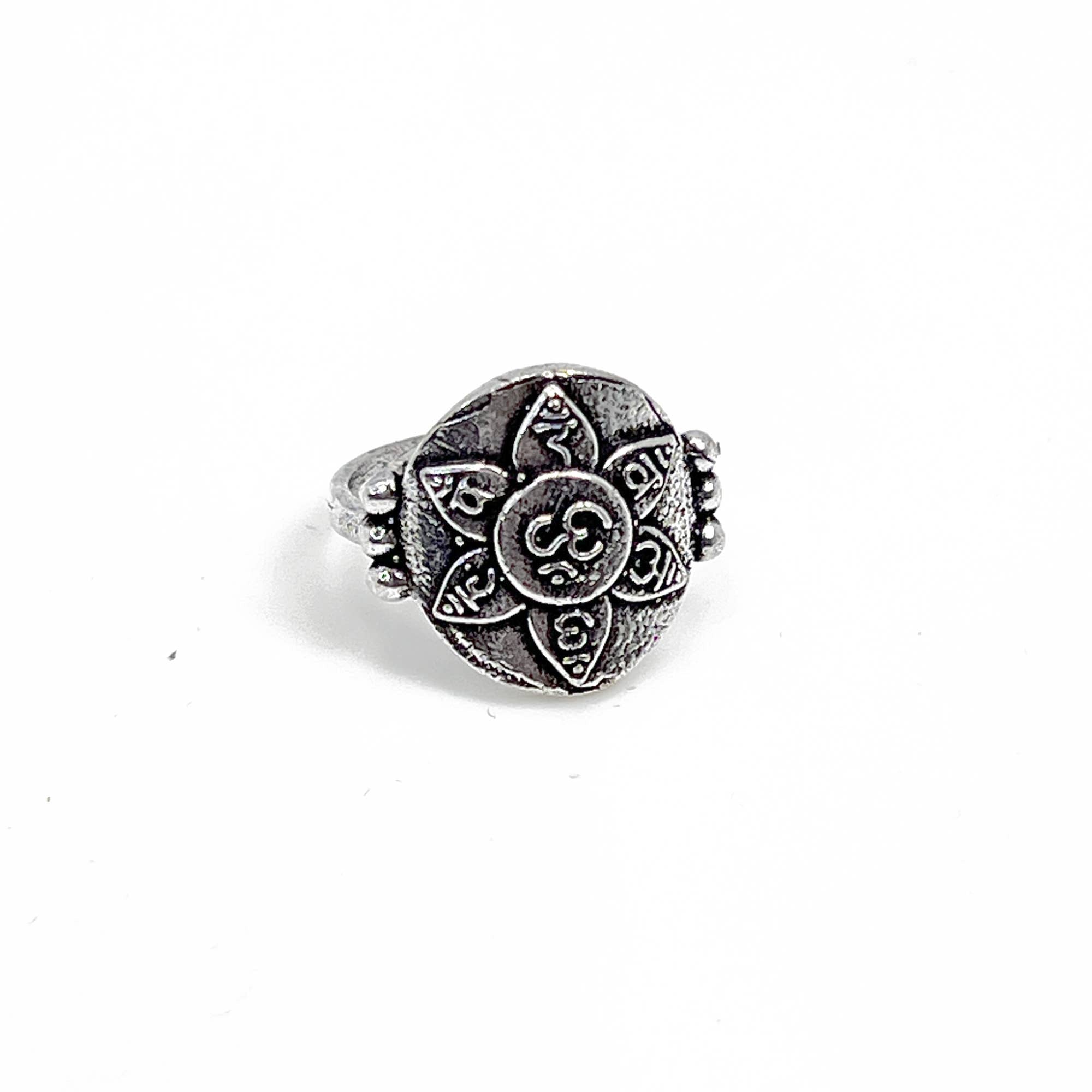Handcrafted Silver Plated Brass Om Ring